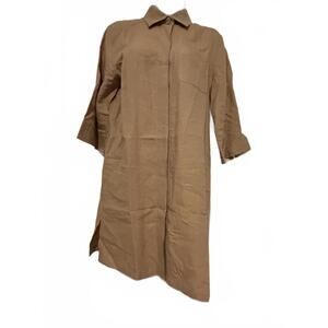 Women's sz M Max Mara linen beige shirt dress new without tags #1118 made Italy